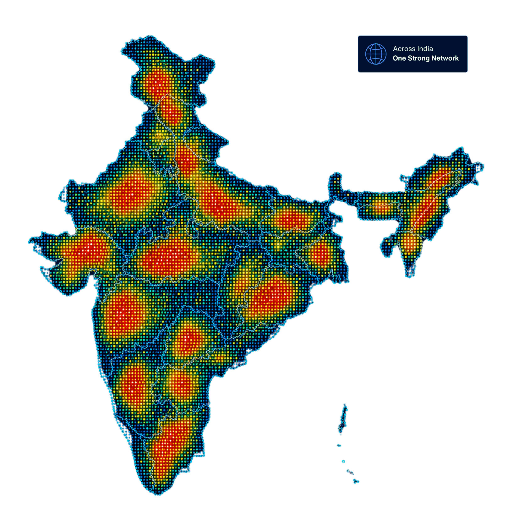 Map of India showing TrackHr client presence density